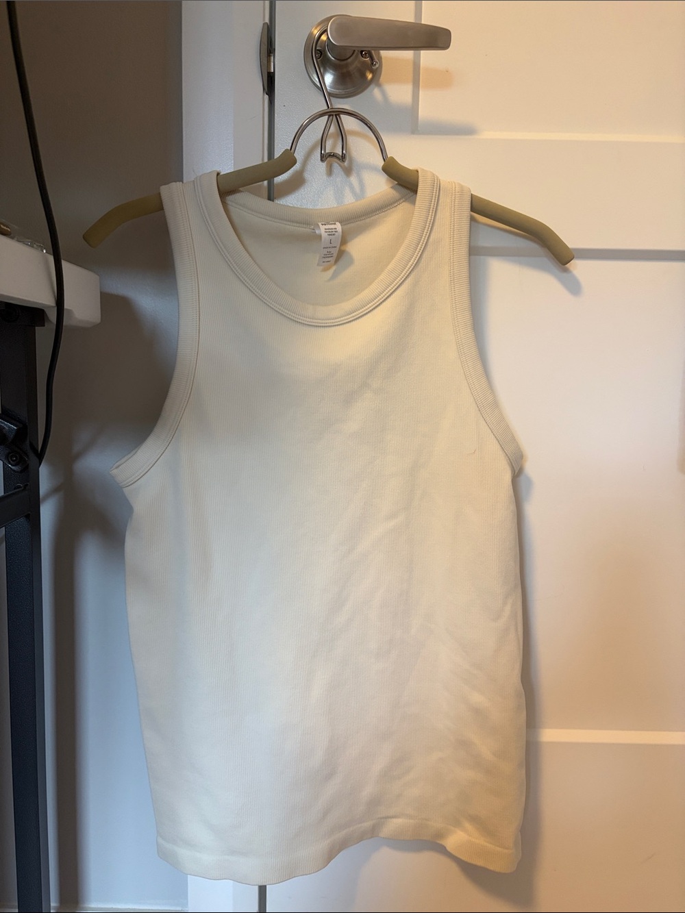 90 Degree By Reflex Ivory Ribbed Tank Top for Women